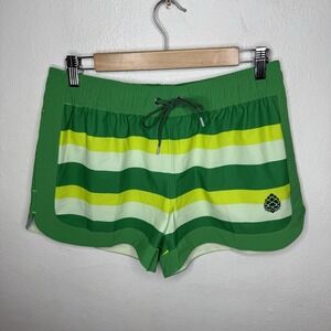 Stio Green Stripe Board Outdoor Shorts Fishing Lake Beach 3" Women's Medium